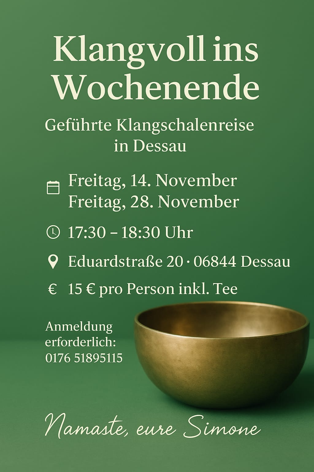 Klangschalenreise Angebot geführte Klangschalenreise im November